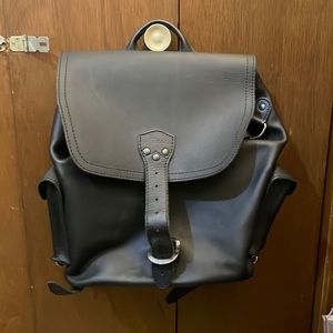 Black leather backpack